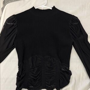 Crave Fame Black Sheer Sleeve Blouse